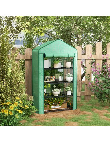 Outsunny Four-Tier Mini Greenhouse, with Reinforced Plastic Cover 845-936V00GN