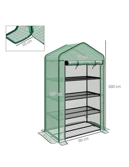 Outsunny Four-Tier Mini Greenhouse, with Reinforced Plastic Cover 845-936V00GN - pic 84037 | FastDaddyshop