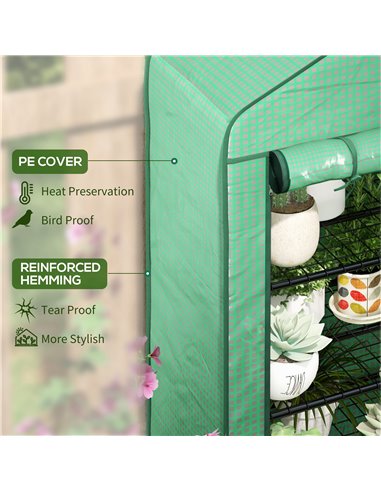 Outsunny Four-Tier Mini Greenhouse, with Reinforced Plastic Cover 845-936V00GN