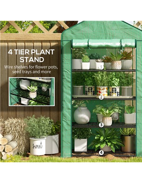 Outsunny Four-Tier Mini Greenhouse, with Reinforced Plastic Cover 845-936V00GN - pic 84039 | FastDaddyshop