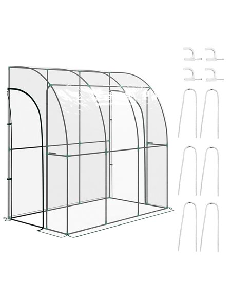 Outsunny 214cm x 118cm Walk-In Lean To Greenhouse with Accessories, Clear 845-592V02CR - pic 84053 | FastDaddyshop
