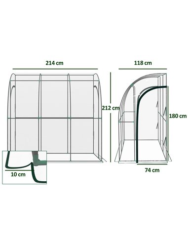 Outsunny 214cm x 118cm Walk-In Lean To Greenhouse, with Accessories 845-592V02CR