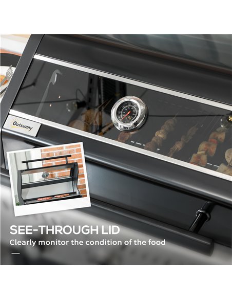 Outsunny 9 kW 3 Burner Gas BBQ Grill with See-through Lid, Black 846-140V70BK - pic 84138 | FastDaddyshop