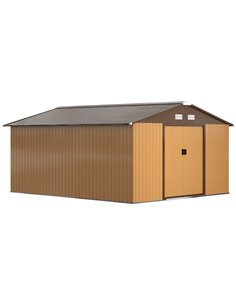 Outsunny 13 x 11 ft Metal Garden Shed with Foundation Ventilation, Yellow 845-031V01YL
