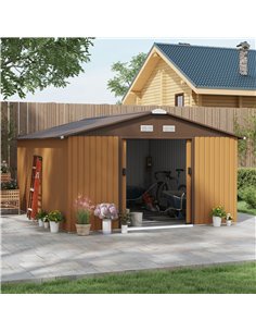 Outsunny 13 x 11 ft Metal Garden Shed with Foundation Ventilation, Yellow 845-031V01YL 2