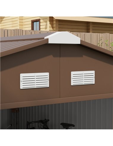 Outsunny 13 x 11 ft Metal Garden Shed Large Patio Roofed Tool Storage Box with Foundation Ventilation and Sliding Doors, Yellow 