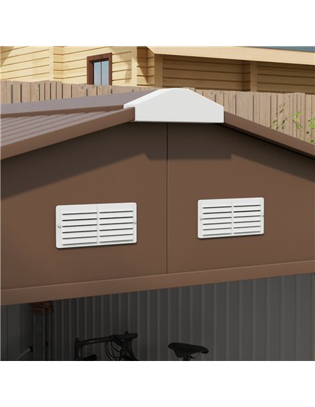 Outsunny 13 x 11 ft Metal Garden Shed Large Patio Roofed Tool Storage Box with Foundation Ventilation and Sliding Doors, Yellow  - pic 84168 | FastDaddyshop