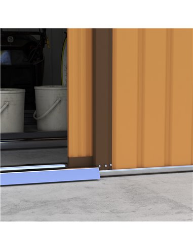 Outsunny 13 x 11 ft Metal Garden Shed Large Patio Roofed Tool Storage Box with Foundation Ventilation and Sliding Doors, Yellow 