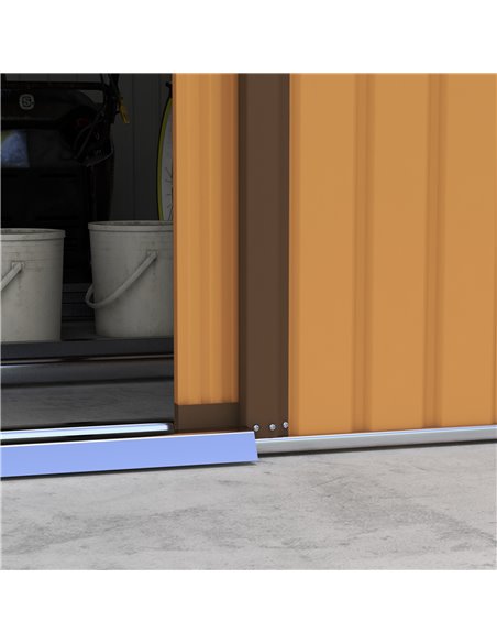 Outsunny 13 x 11 ft Metal Garden Shed Large Patio Roofed Tool Storage Box with Foundation Ventilation and Sliding Doors, Yellow  - pic 84169 | FastDaddyshop