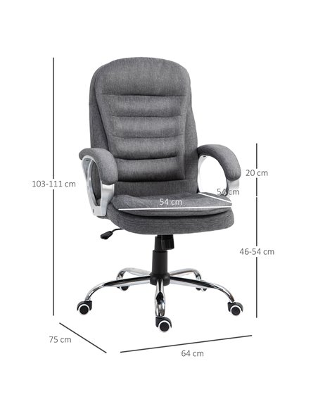 Vinsetto Ergonomic Office Chair Task Chair for Home with Arm, Swivel Wheels, Linen Fabric, Grey - pic 8420 | FastDaddyshop