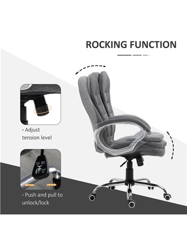 Vinsetto Ergonomic Office Chair Task Chair for Home with Arm, Swivel Wheels, Linen Fabric, Grey