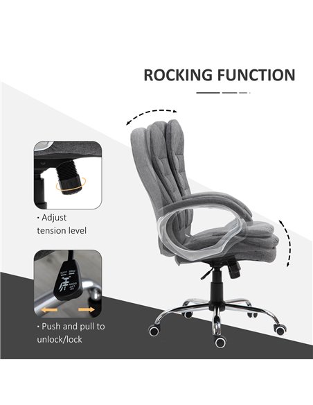 Vinsetto Ergonomic Office Chair Task Chair for Home with Arm, Swivel Wheels, Linen Fabric, Grey - pic 8421 | FastDaddyshop