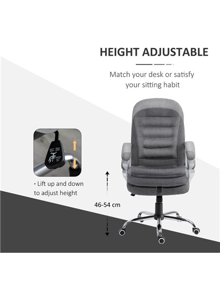 Vinsetto Ergonomic Office Chair Task Chair for Home with Arm, Swivel Wheels, Linen Fabric, Grey - pic 8422 | FastDaddyshop