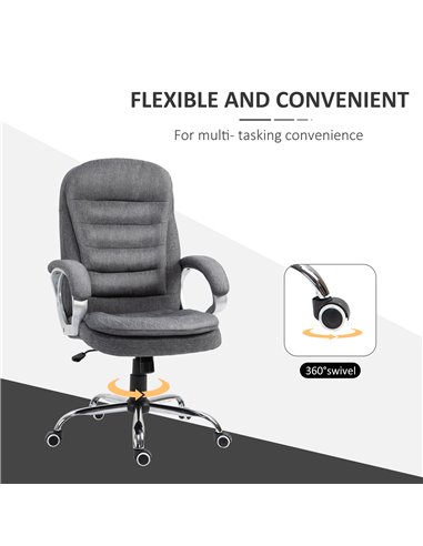 Vinsetto Ergonomic Office Chair Task Chair for Home with Arm, Swivel Wheels, Linen Fabric, Grey