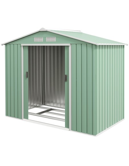Outsunny 7ft x 4ft Lockable Garden Metal Storage Shed, Light Green 845-030YG - pic 84260 | FastDaddyshop