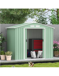 Outsunny 7ft x 4ft Lockable Garden Metal Storage Shed, Light Green 845-030YG 2
