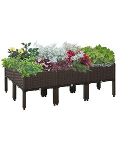 Outsunny Set of 6 Raised Planter Box 40L x 40W x 44H cm, Brown 845-439V02