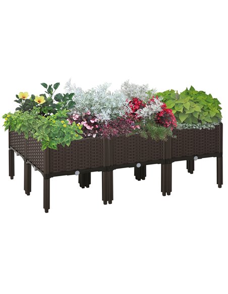 Outsunny Set of 6 Raised Planter Box 40L x 40W x 44H cm, Brown 845-439V02 - pic 84296 | FastDaddyshop
