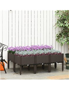 Outsunny Set of 6 Raised Planter Box 40L x 40W x 44H cm, Brown 845-439V02 2
