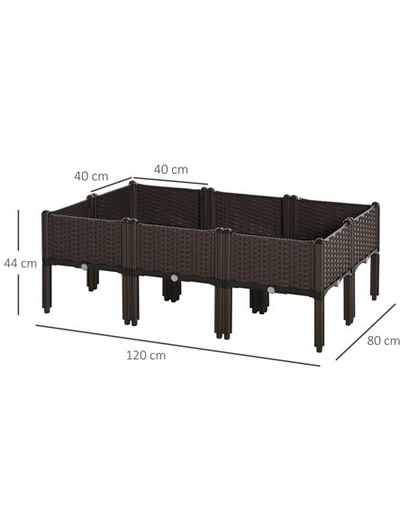 Outsunny Set of 6 Raised Planter Box for Patios, Decks & Condos, Thick Plastic, 40L x 40W x 44H cm, Brown 845-439V02 - pic 84298 | FastDaddyshop