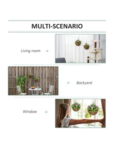 Outsunny Set of 2 Artificial Plant Lisianthus Flowers Hanging Planter with Basket for Indoor Outdoor Decoration 844-360