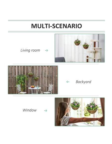 Outsunny Set of 2 Artificial Plant Lisianthus Flowers Hanging Planter with Basket for Indoor Outdoor Decoration 844-360 - pic 84319 | FastDaddyshop