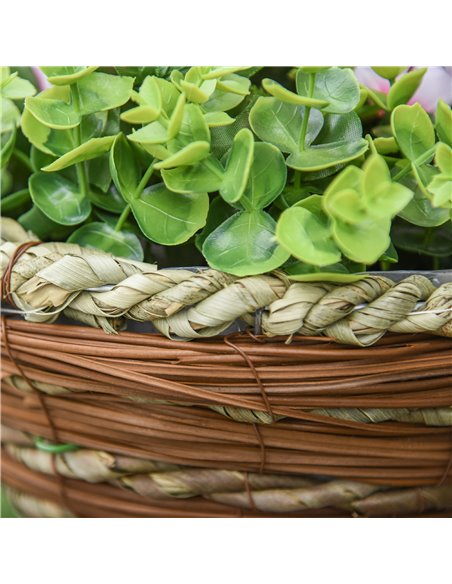 Outsunny Set of 2 Artificial Plant Lisianthus Flowers Hanging Planter with Basket for Indoor Outdoor Decoration 844-360 - pic 84320 | FastDaddyshop