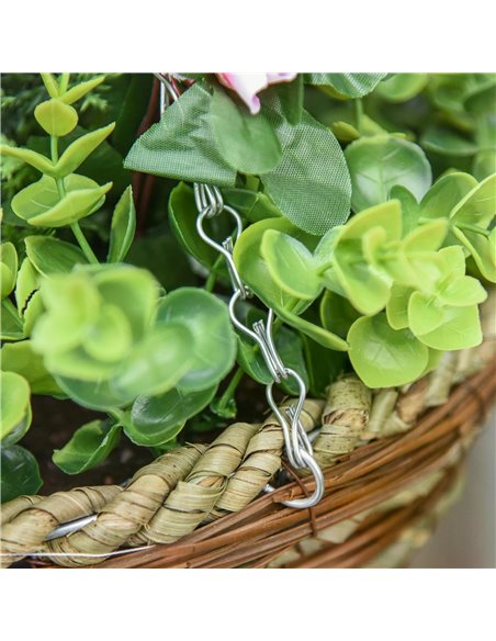 Outsunny Set of 2 Artificial Plant Lisianthus Flowers Hanging Planter with Basket for Indoor Outdoor Decoration 844-360 - pic 84321 | FastDaddyshop