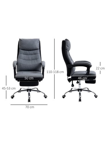 Vinsetto High Back Executive Office Chair, Reclining Computer Chair with Adjustable Height, Swivel Wheels and Retractable Footre