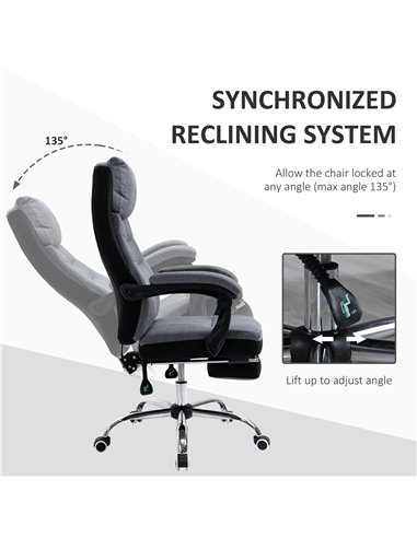 Vinsetto High Back Executive Office Chair, Reclining Computer Chair with Adjustable Height, Swivel Wheels and Retractable Footre