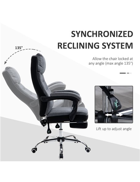 Vinsetto High Back Executive Office Chair, Reclining Computer Chair with Adjustable Height, Swivel Wheels and Retractable Footre - pic 8438 | FastDaddyshop