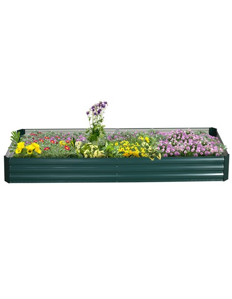 Outsunny Metal Raised Garden Bed Planter Box Outdoor Planters for Growing Flowers, Herbs, Green, 241x90.5x30cm 845-518GN - pic 84386 | FastDaddyshop