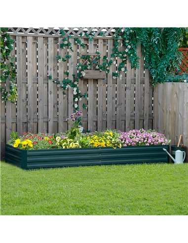 Outsunny Metal Raised Garden Bed Planter Box Outdoor Planters for Growing Flowers, Herbs, Green, 241x90.5x30cm 845-518GN