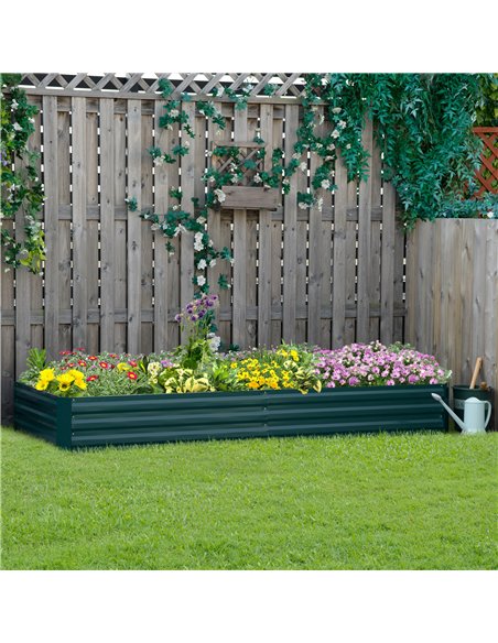 Outsunny Metal Raised Garden Bed Planter Box Outdoor Planters for Growing Flowers, Herbs, Green, 241x90.5x30cm 845-518GN - pic 84387 | FastDaddyshop