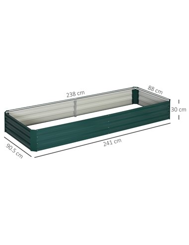 Outsunny Metal Raised Garden Bed Planter Box Outdoor Planters for Growing Flowers, Herbs, Green, 241x90.5x30cm 845-518GN