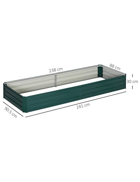 Outsunny Metal Raised Garden Bed Planter Box Outdoor Planters for Growing Flowers, Herbs, Green, 241x90.5x30cm 845-518GN - pic 84388 | FastDaddyshop