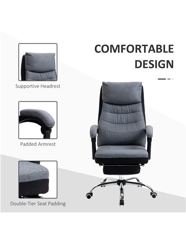 Vinsetto High Back Executive Office Chair, Reclining Computer Chair with Adjustable Height, Swivel Wheels and Retractable Footre