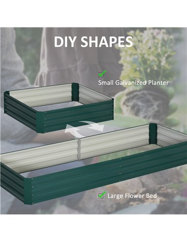 Outsunny Metal Raised Garden Bed Planter Box Outdoor Planters for Growing Flowers, Herbs, Green, 241x90.5x30cm 845-518GN