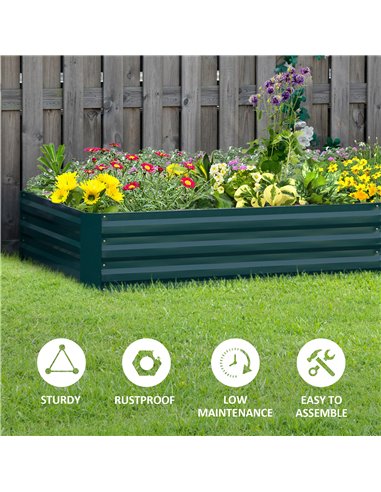 Outsunny Metal Raised Garden Bed Planter Box Outdoor Planters for Growing Flowers, Herbs, Green, 241x90.5x30cm 845-518GN