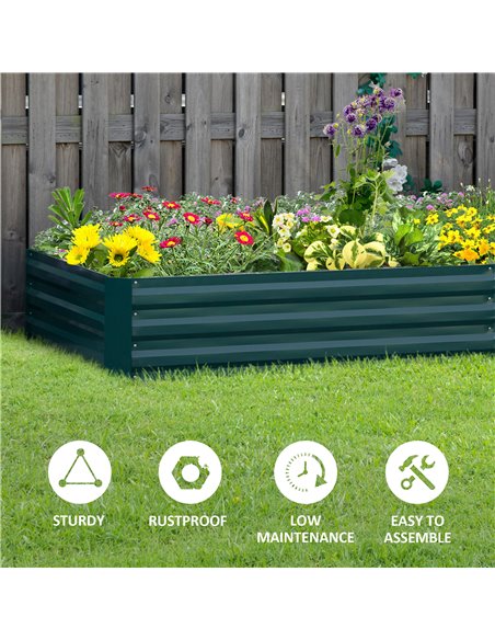 Outsunny Metal Raised Garden Bed Planter Box Outdoor Planters for Growing Flowers, Herbs, Green, 241x90.5x30cm 845-518GN - pic 84391 | FastDaddyshop