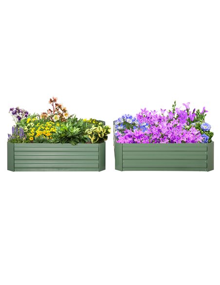 Outsunny Set of 2 291L Raised Garden Bed, Elevated Galvanised Planter Box for Flowers, Herbs, 100x100x30cm, Green 845-517GN - pic 84395 | FastDaddyshop