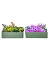 Outsunny Set of 2 291L Raised Garden Bed, Elevated Galvanised Planter Box for Flowers, Herbs, 100x100x30cm, Green 845-517GN