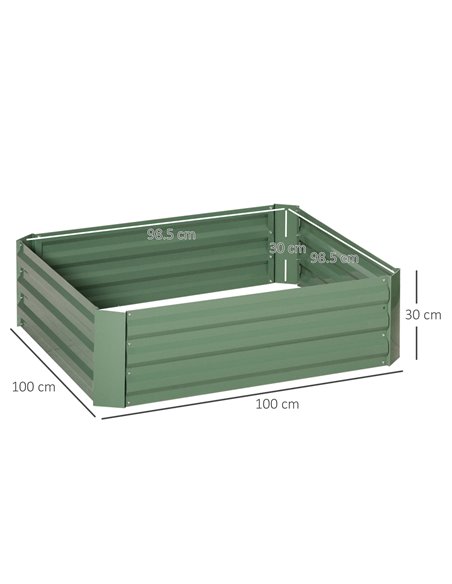 Outsunny Set of 2 291L Raised Garden Bed, Elevated Galvanised Planter Box for Flowers, Herbs, 100x100x30cm, Green 845-517GN - pic 84397 | FastDaddyshop