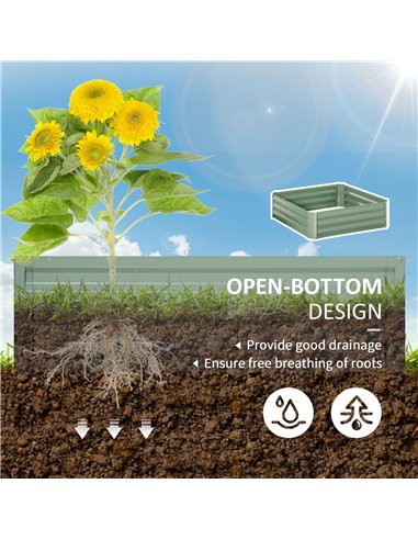Outsunny Set of 2 291L Raised Garden Bed, Elevated Galvanised Planter Box for Flowers, Herbs, 100x100x30cm, Green 845-517GN