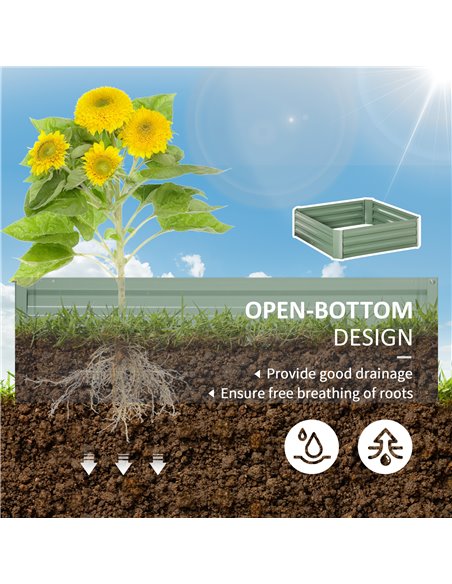 Outsunny Set of 2 291L Raised Garden Bed, Elevated Galvanised Planter Box for Flowers, Herbs, 100x100x30cm, Green 845-517GN - pic 84399 | FastDaddyshop