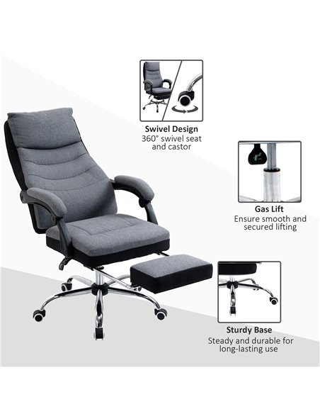 Vinsetto High Back Executive Office Chair, Reclining Computer Chair with Adjustable Height, Swivel Wheels and Retractable Footre - pic 8440 | FastDaddyshop
