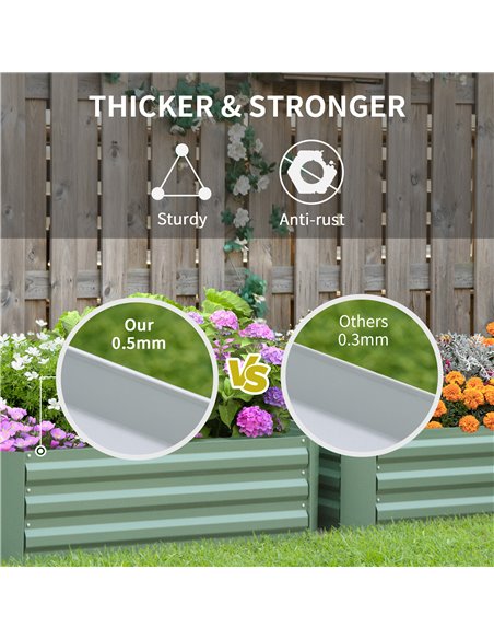 Outsunny Set of 2 291L Raised Garden Bed, Elevated Galvanised Planter Box for Flowers, Herbs, 100x100x30cm, Green 845-517GN - pic 84400 | FastDaddyshop