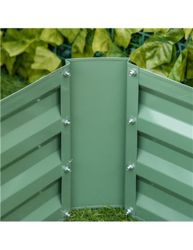 Outsunny Set of 2 291L Raised Garden Bed, Elevated Galvanised Planter Box for Flowers, Herbs, 100x100x30cm, Green 845-517GN