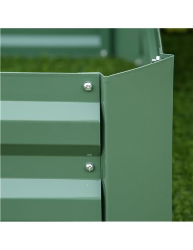 Outsunny Set of 2 291L Raised Garden Bed, Elevated Galvanised Planter Box for Flowers, Herbs, 100x100x30cm, Green 845-517GN