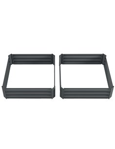 Outsunny Raised Garden Beds: Elevated Galvanised Planter Boxes for Flowers & Herbs, Dark Grey, 100x100x30cm 845-517V00CG